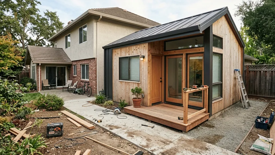 Detached ADU under construction in backyard of a Southern California home - Nikolic Construction, Riverside County CA