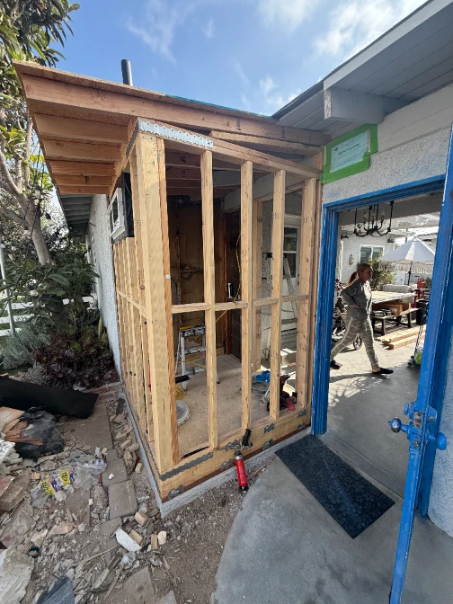 Rough opening framing for bathroom addition in Gardena